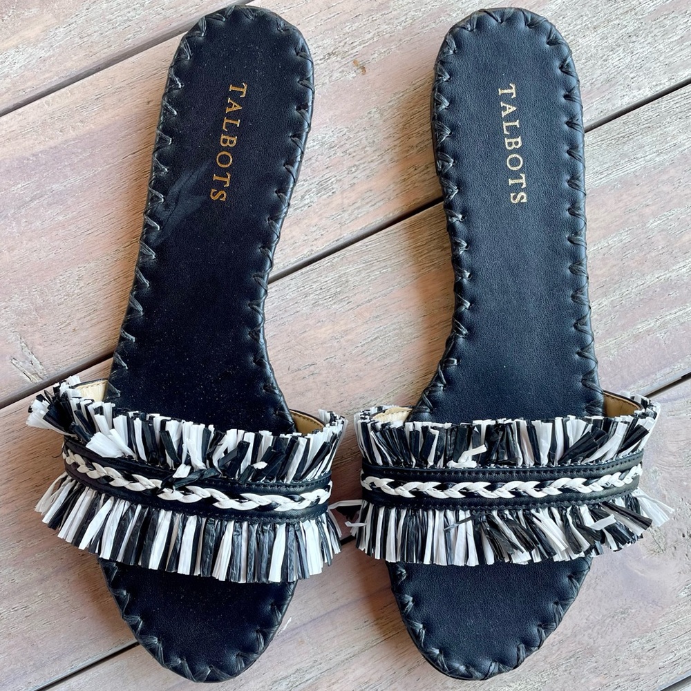 Talbots Black and White Ruffled Sandals